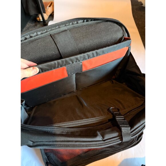 Black Nylon Messenger Bag With Multiple Compartments & Adjustable Strap - Picture 11 of 16